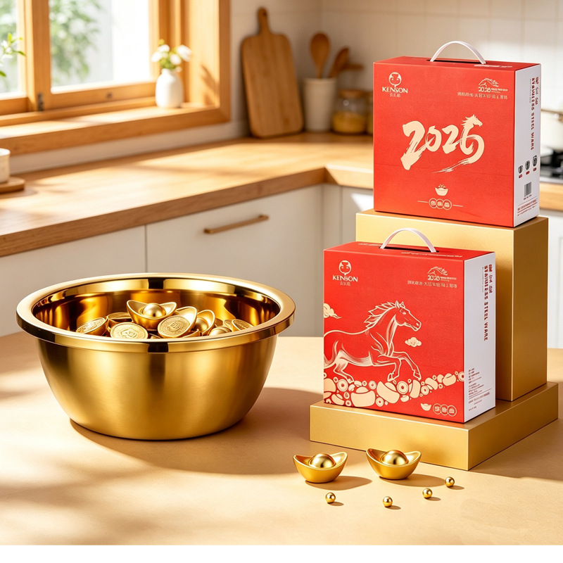 Cuenco de la Fortuna Dorada, cuenco de regalo de acero inoxidable, un símbolo de prosperidad, un regalo para bancos o joyerías.