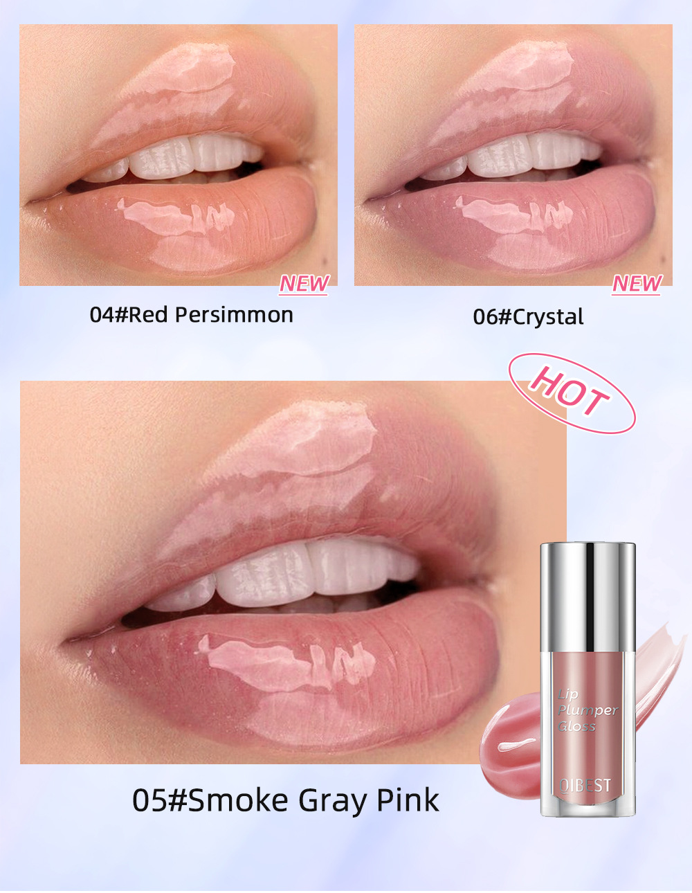 QIBEST Cross-border best-selling Lip Oil, long-lasting hydration, moisturizing, nourishing, reducing lip lines, Lip gloss, lip gloss, and chubby lip set undefined