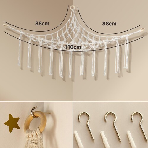 Triangle toy hammock cross-border handmade cotton rope children's room figurine storage toy wall hanging net bag