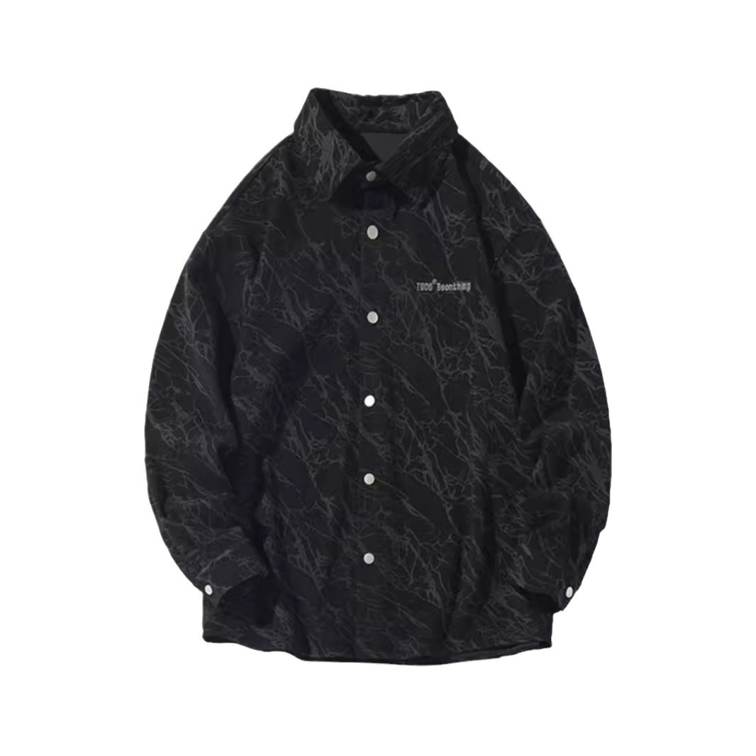 Camicia retrò in velluto a coste per uomo, marchio alla moda, ricamo autunnale, camicia di alta qualità e alla moda, giacca in stile Hong Kong_voghion.com