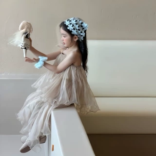 女童夏款连衣裙儿童韩版宽松纱裙儿童海边度假拍照仙气宝宝公主裙