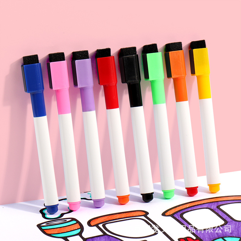 Factory wholesale colored magnetic whiteboard markers, large capacity water-based children's drawing whiteboard with erasable markers.