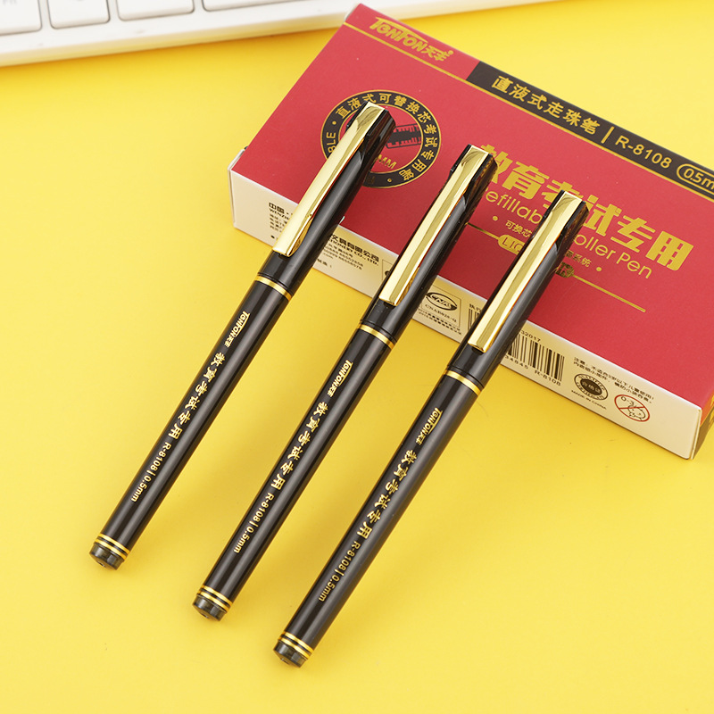 R-8108 recta pluma de agua líquida 0,5mm bala Oficina firma pluma de gel pluma para el examen de papelería del estudiante