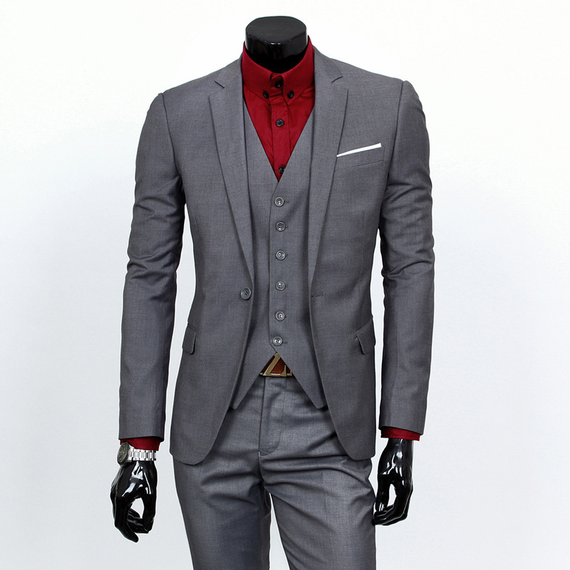 Completo da uomo slim fit casual, set di 3 pezzi_voghion.com