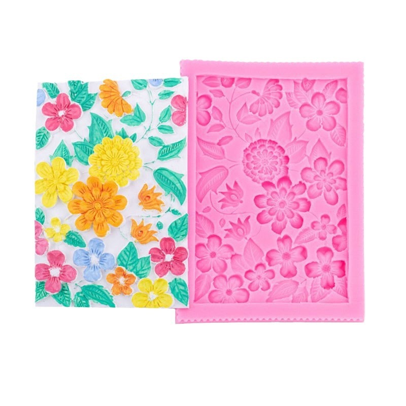 Planta flor fondant chocolate en relieve hojas de ratán patrón retro molde de silicona textura de pastel decoración