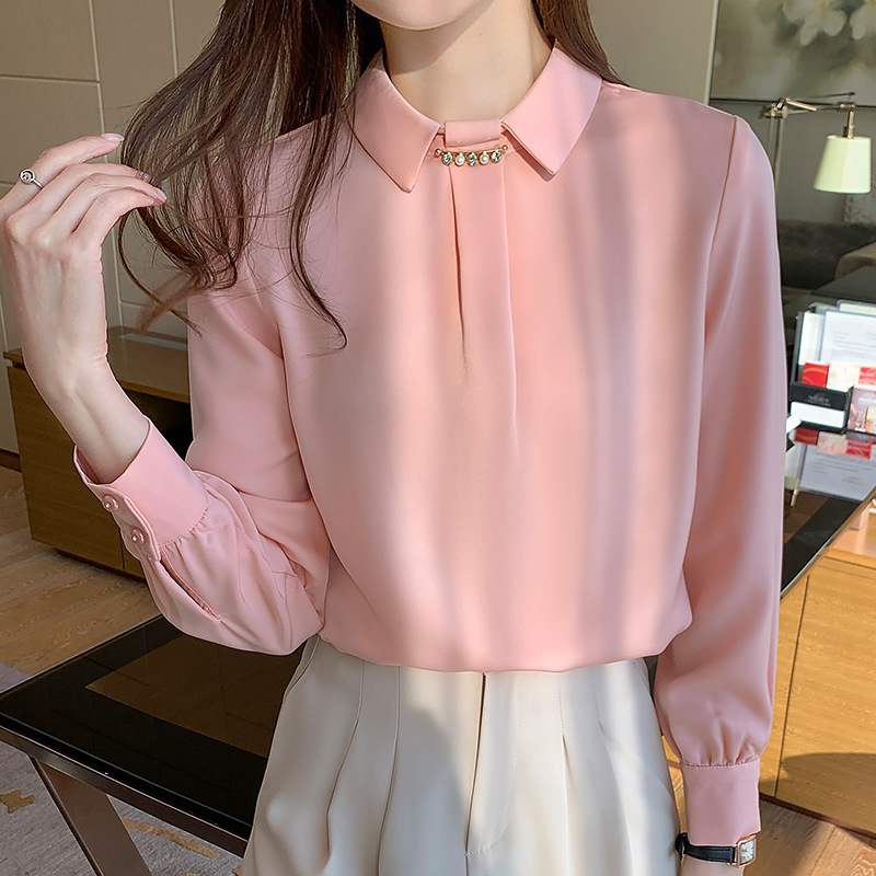 Real Shot Shirt Women's Long-Sleeved 2025 Spring New Korean Style Foreign Design Niche Fashion Classy Satin Top Real Shot Shirt Women's Long-Sleeved 2025 Spring New Korean Style Foreign Design Niche Fashion Classy Satin Top