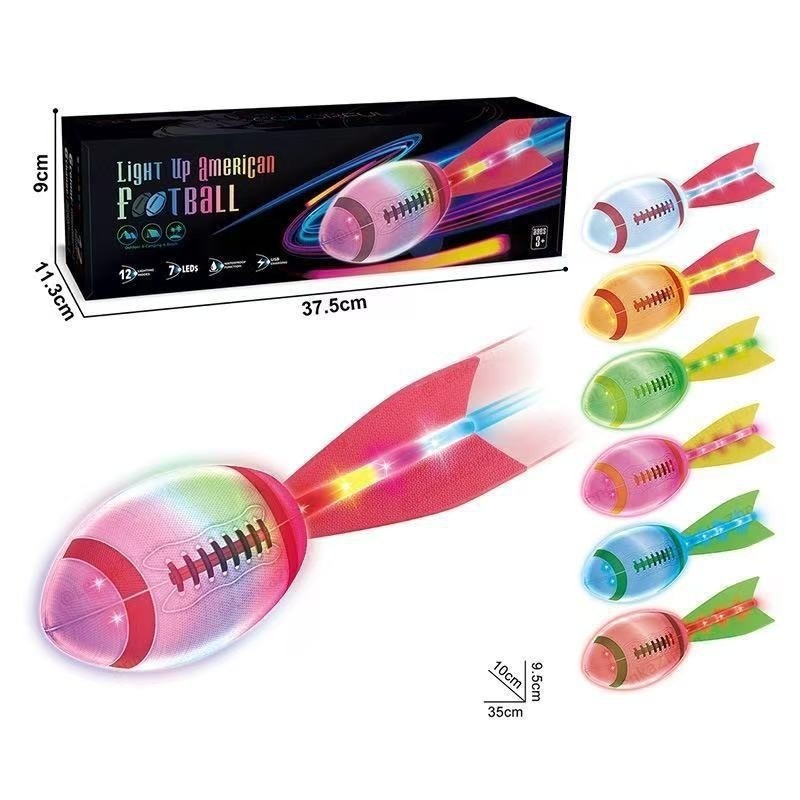Cross-Border Light Flying Rugby Rechargeable Throwing Rocket Missile Throwing Light Ball Children's Sports Toy