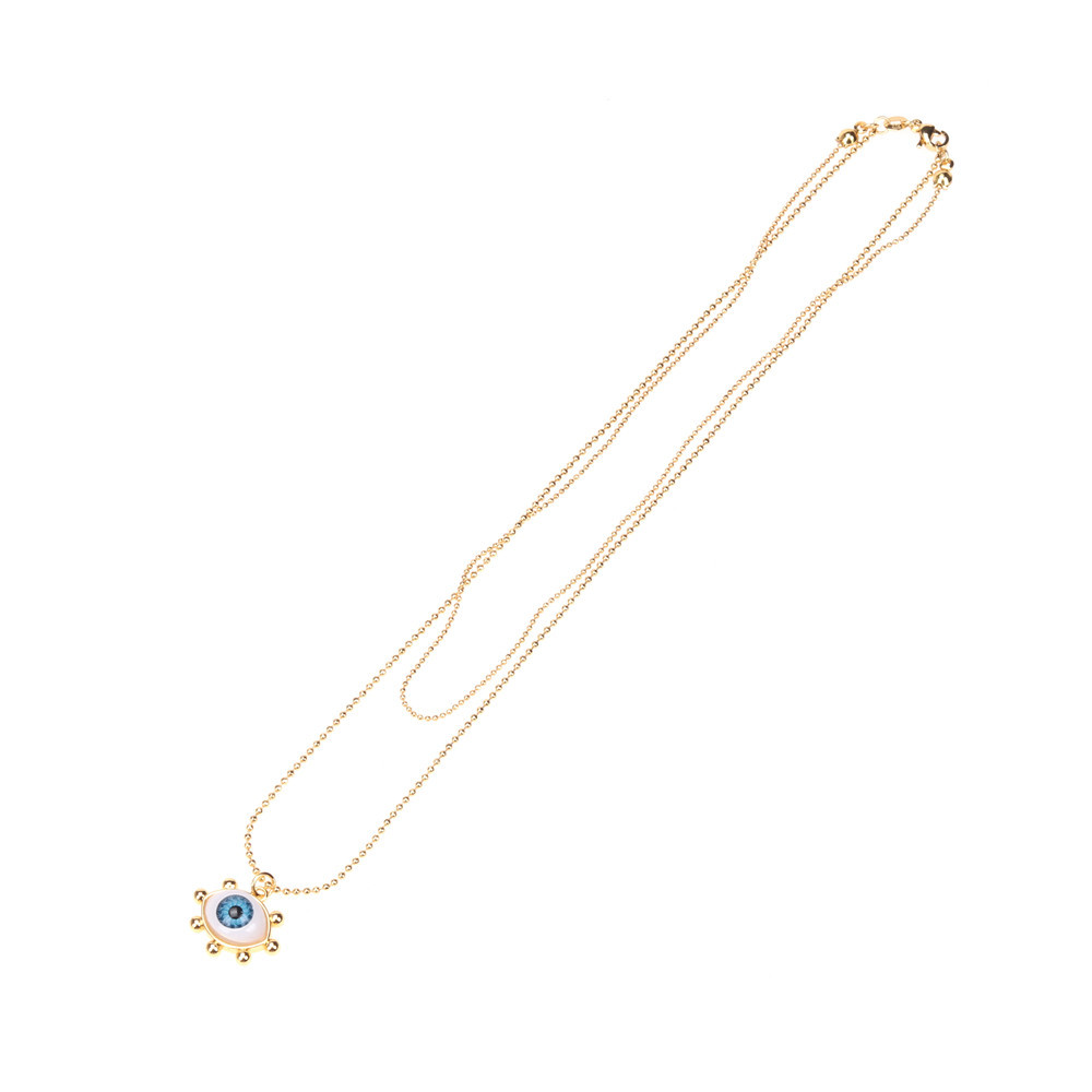 Einfache Doppelschicht Vergoldete Perlen Harz Auge Anhänger Halskette Großhandel Nihaojewelry display picture 12