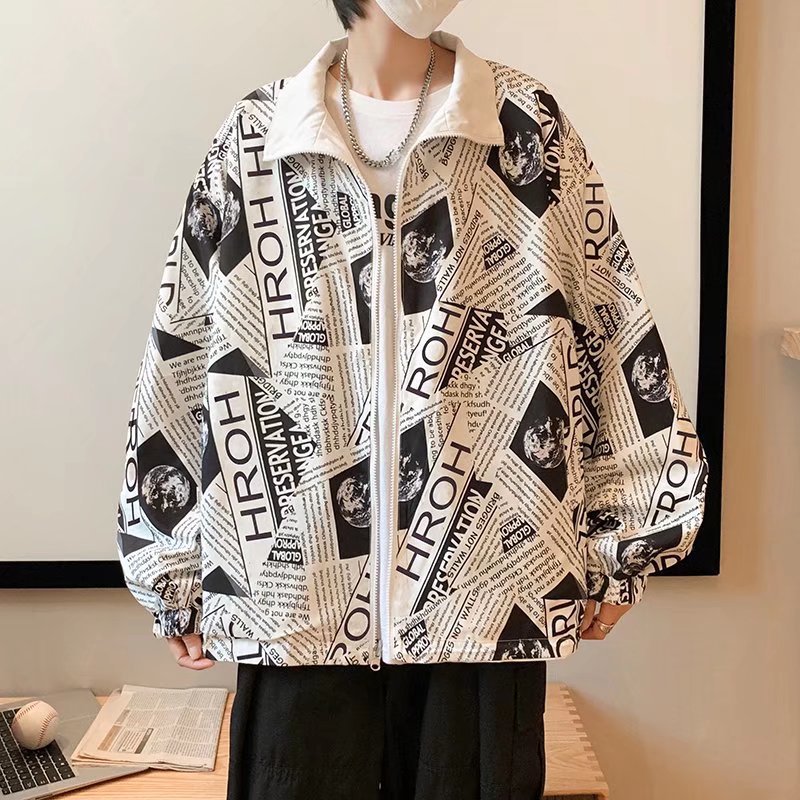 Chaqueta holgada de cuello alto de doble cara retro de primavera y otoño 2024 para hombres y mujeres, parejas callejeras fritas, chaquetas de trabajo casuales de todo fósforo