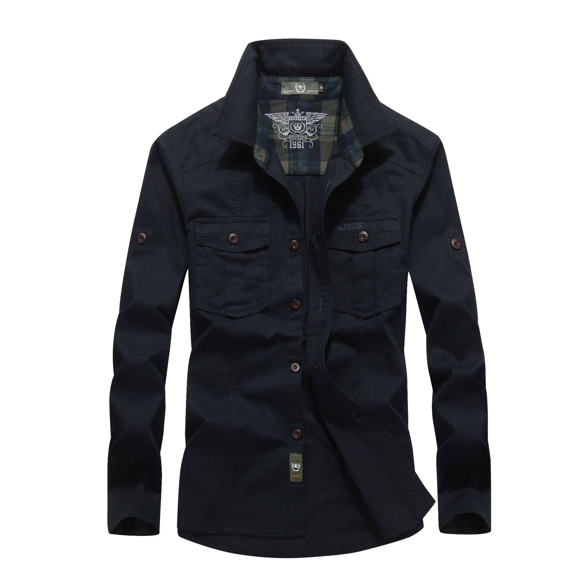 Camisa de manga larga para hombres al por mayor transfronteriza para hombres nueva fábrica de ropa para hombres directa para hombres camisa militar de talla grande casual para hombres