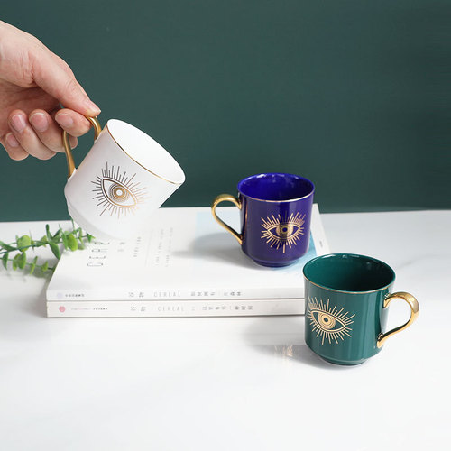 Turkish hand-painted coffee cup tea cup blue eye gift box devil eye mark ceramic cup