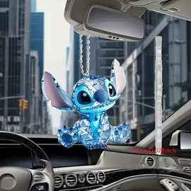 车载跨境可爱史迪仔2D吊坠汽车挂件后视镜装饰品平面亚克力车用