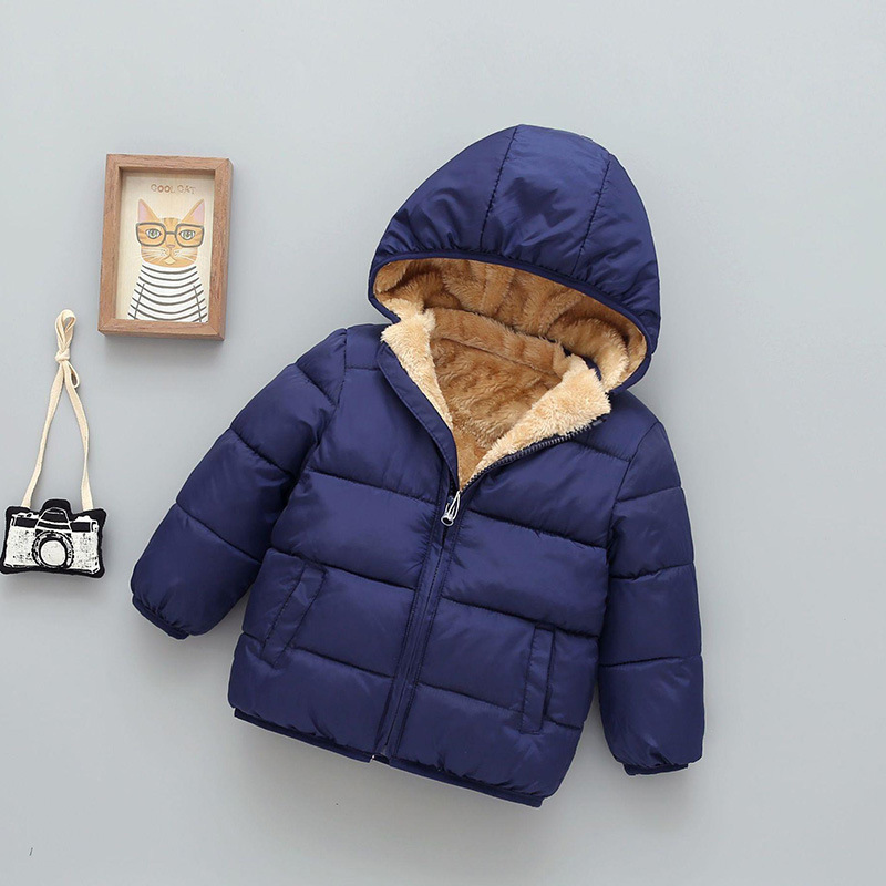 Abrigo acolchado de algodón para niños Abrigo acolchado de algodón engrosado para niños y niñas Abrigo acolchado de algodón con forro polar para bebés Abrigo de invierno al por mayor