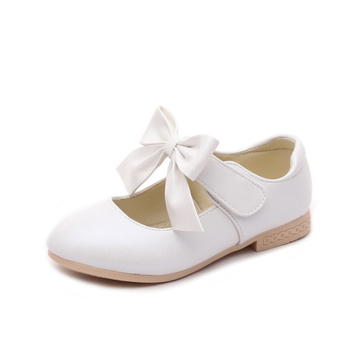 Children's 2025 Spring and Autumn Leather Shoes with Bowknot, Suitable for Middle and Older Children, Low Heel Princess Shoes