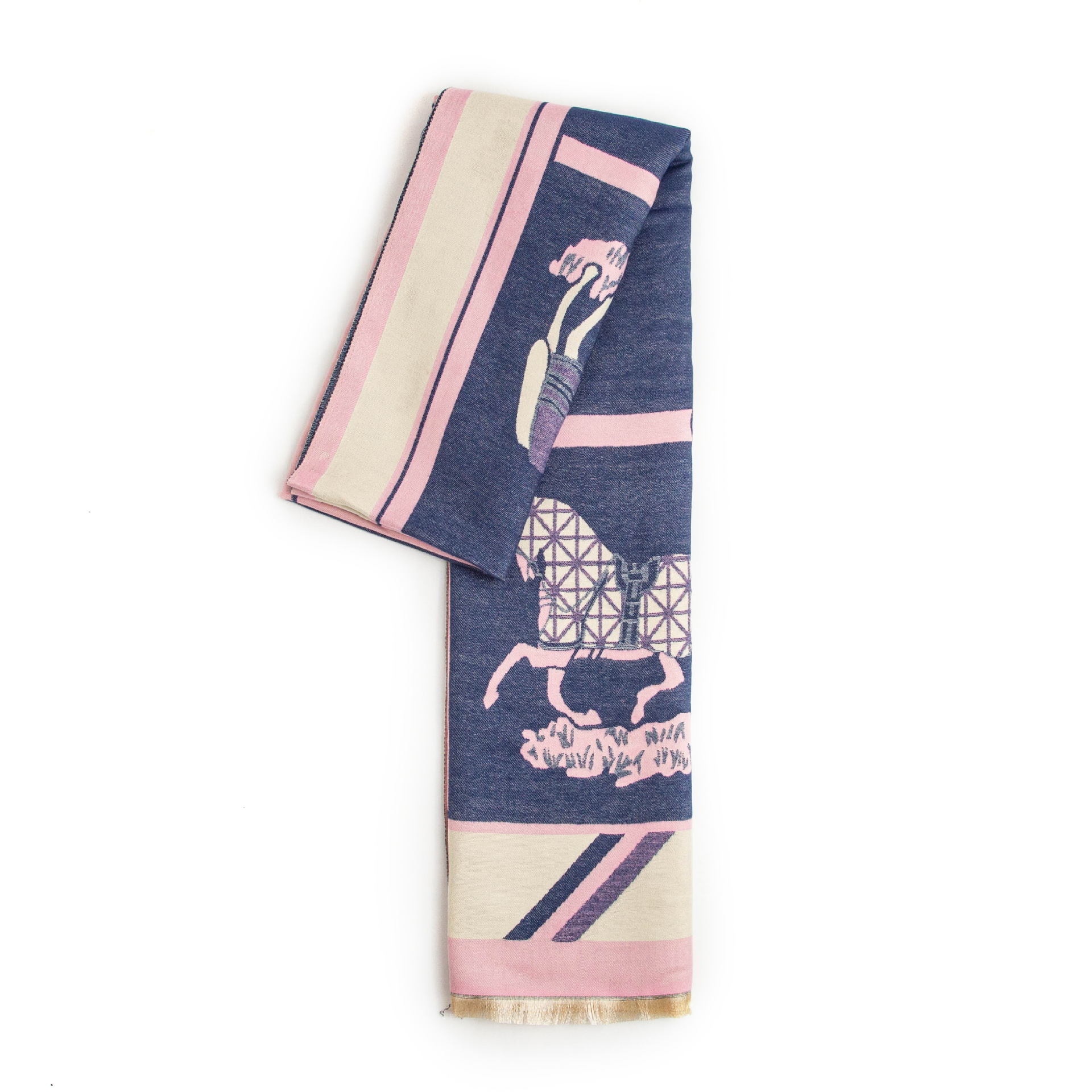 Pañuelo con estampado de caballo estilo francés bufanda mujer_voghion.com