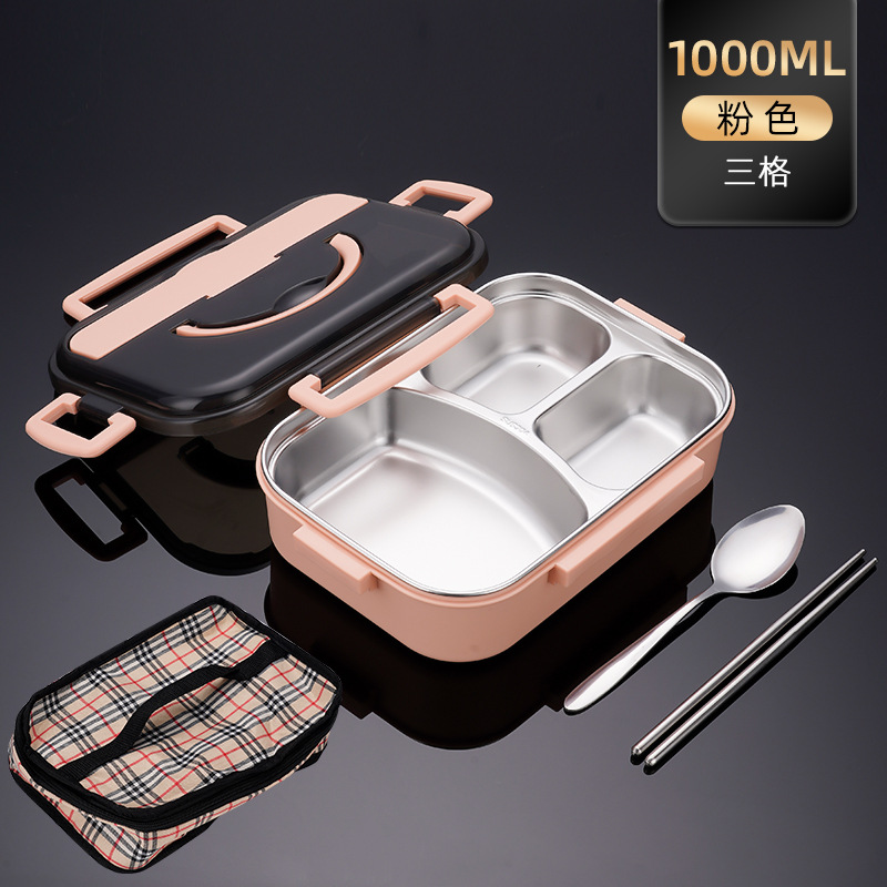 (소형) 핑크 [3칸 + 보온가방 + 젓가락 + 스푼]