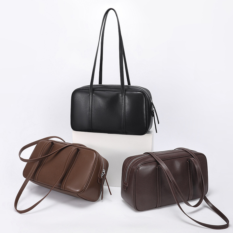 Genuine Leather Women's Handbag 2025 New Fashion Shoulder Bag Luxury Boston Pillow Bag Commuter Versatile Crossbody Bag - Thumbnail 3