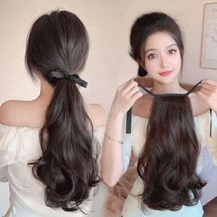 Short horsetail pear flower roll wig horsetail strap wig braid fake horsetail binding high horsetail short wholesale