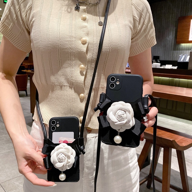 适用红米Note10Pro手机壳K40皮革9A珍珠花朵插卡包小米Mix4斜跨