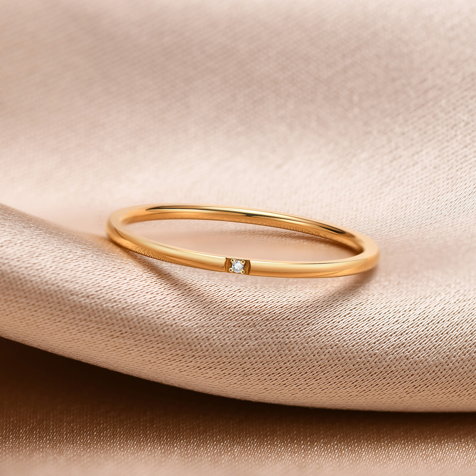 Simple Style Geometric Titanium Steel Rings Inlay Zircon Stainless Steel Rings