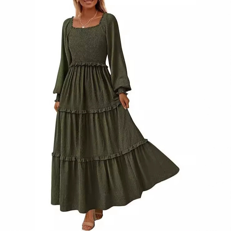 Amazon Women's Long Sleeve Pleated Long Dress Casual Square Neck Swiss Dot Layered Pleated Elegant Pocket dress Amazon Women's Long Sleeve Pleated Long Dress Casual Square Neck Swiss Dot Layered Pleated Elegant Pocket dress