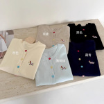 春款甜美气质刺绣腊肠狗彩色扣针织开衫新款圆领显瘦减龄上衣