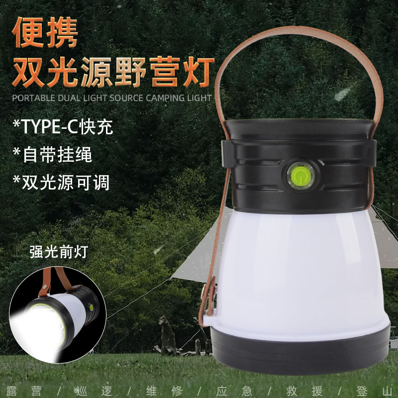 Lámpara solar de camping portátil — luz impermeable de alta potencia para tienda o exteriores