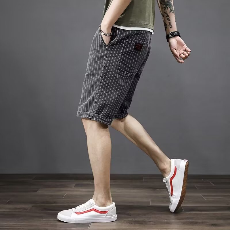 Men's Clothing Unisex Summer Starry Sky Pattern Denim Shorts Thin Ice Silk Straight Loose Fit Five Point Pants For Men_mkmklike.com