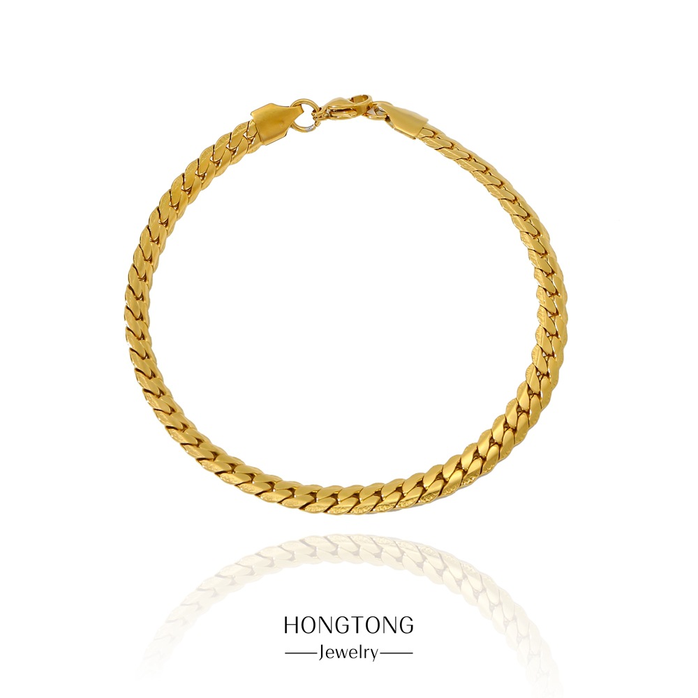 3g Weight PVD Coated Gold Plating Process 18K Real Gold Plated Plating Material Chain Bracelet Classification 304 Stainless Steel Chain Material Cuban Link Chain Curb Chain Chain Type Real Gold Plated Geometric 316 Stainless Steel Vintage Style Classic Style Waterproof Non Tarnish 316 Stainless Steel Chain Bracelet