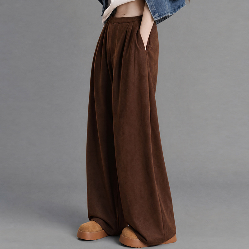 Spring and Autumn Women's High-Waisted Loose Slimming Versatile Suede Pleated Air-Layer Wide-Leg Casual Pants 6382 Spring and Autumn Women's High-Waisted Loose Slimming Versatile Suede Pleated Air-Layer Wide-Leg Casual Pants 6382