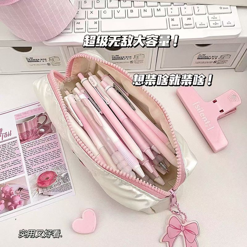 ミルキーリボン鉛筆バッグ 大容量 高価値 女の子文具バッグ インズ 中学生文具箱 小学生|undefined