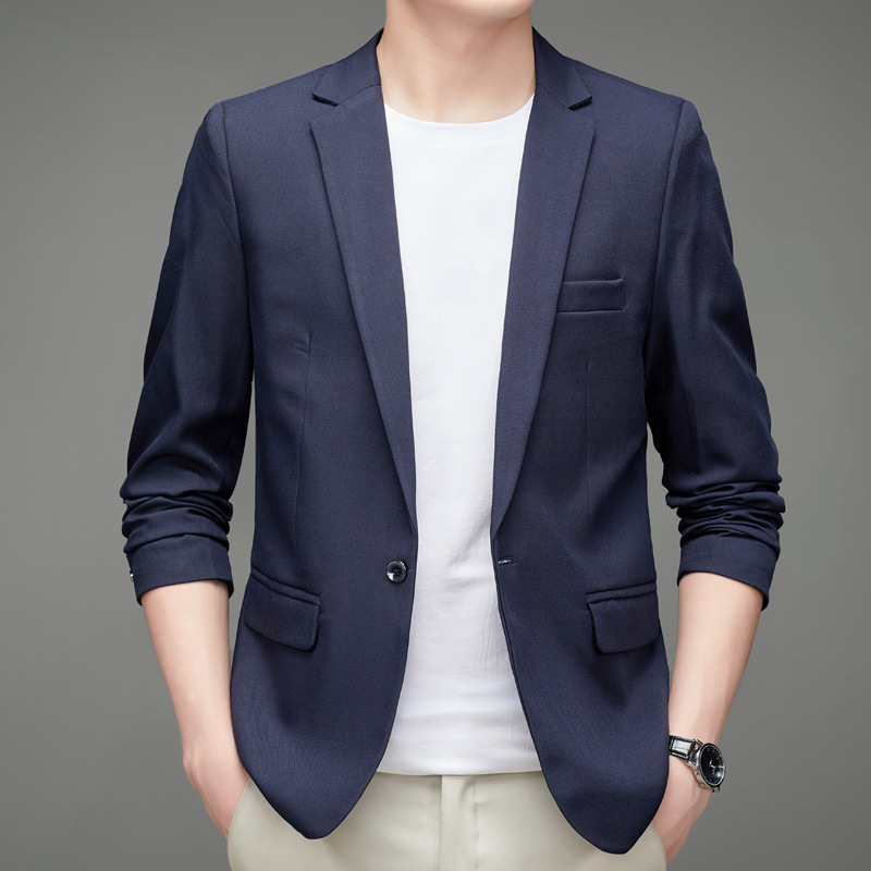 Nueva primavera y otoño traje de color sólido de los Hombres estilo coreano slim fit solo traje guapo un botón clásico capa superior moda