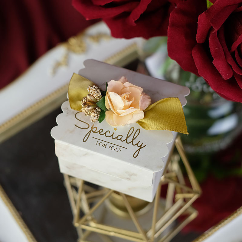 European-style wedding candy box, wedding supplies, bridesmaid small square box, Instagram-style candy box, gray marble paper box