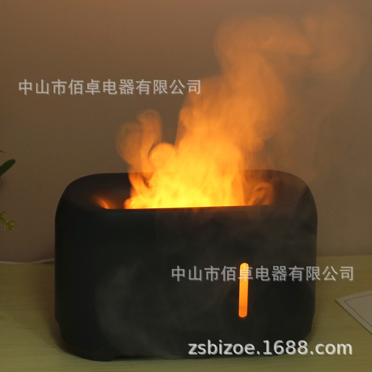 【热销火焰】跨境创意超声波火焰香薰机桌面木纹24V家用加湿器详情5