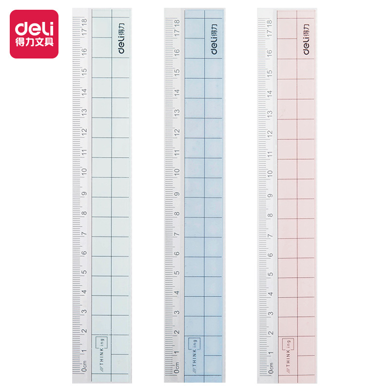 Deli6230 Cartoon Creative Ruler Transparent30cm Ruler Student Stationery Colorful Wavy Line Plastic Ruler