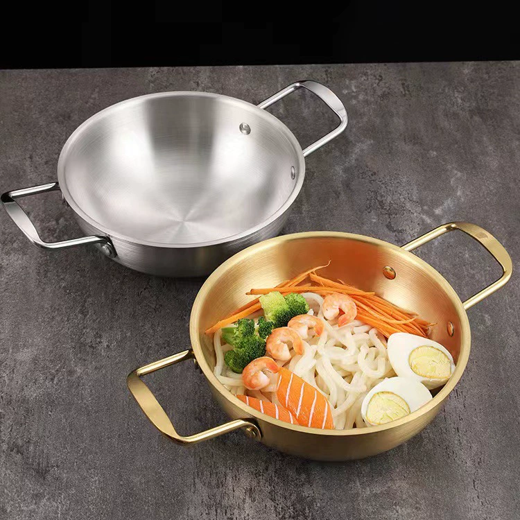 Экономичный корейский рамён-казан 18 см из нержавеющей стали, pot для мгновенной лапши, одиночный горячий казан для супа, двойной набор