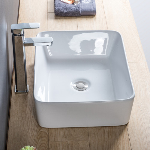 Small-sized ceramic countertop basin for balcony countertop sink, square face basin, single basin for bathroom, household sink