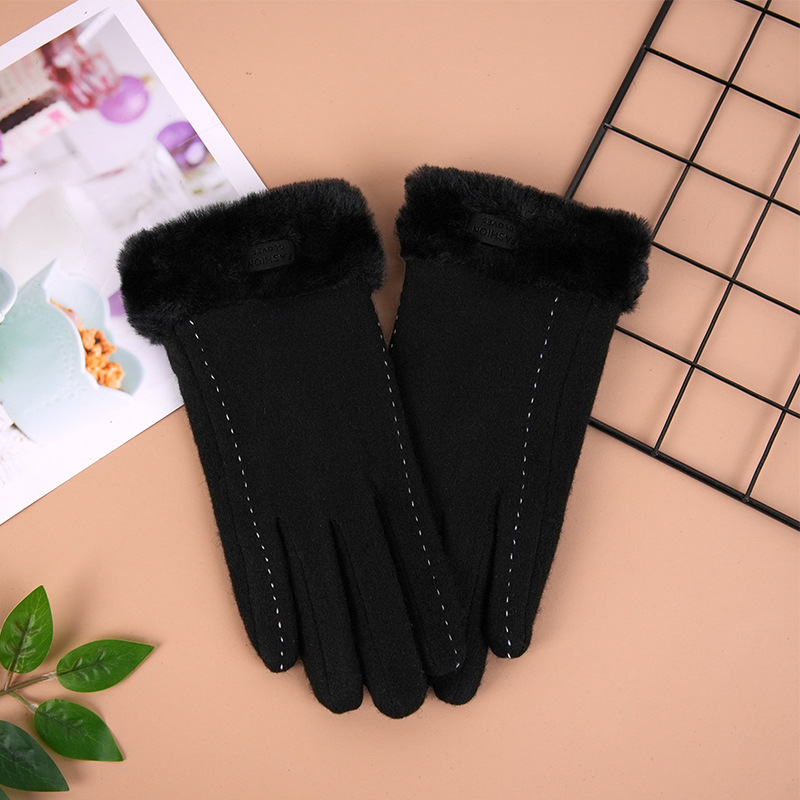 Guantes de Cachemira fábrica de invierno de las mujeres al por mayor cálido al aire libre a prueba de viento a prueba de frío forrado de lana gruesa guantes de punto