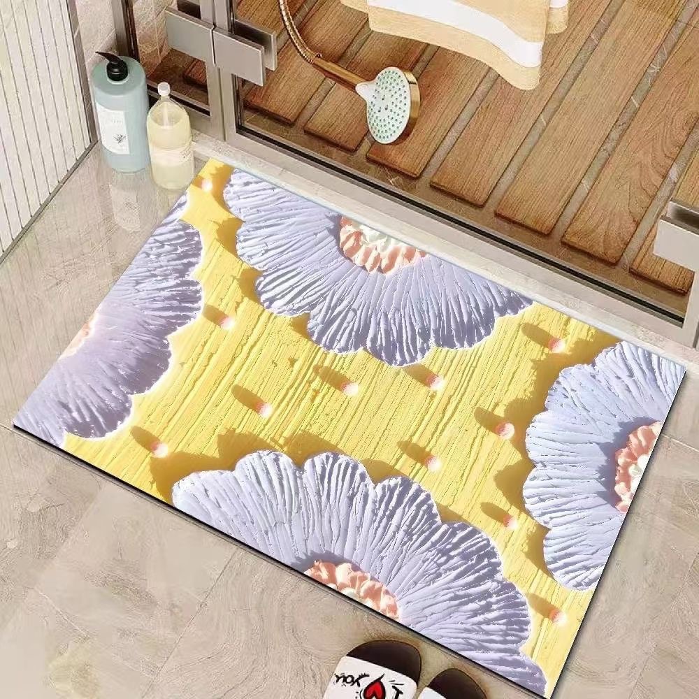 Alfombrilla antideslizante de barro de diatomeas con visión estereoscópica 3D, alfombrilla absorbente de secado rápido para baño, alfombrilla para puerta de baño, alfombrilla para puerta de entrada