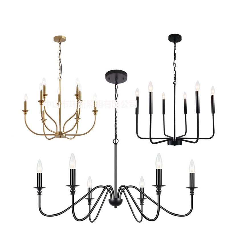 Cross-Border Amazon Simple American Iron Chandelier Living Room Dining Room Bedroom Lamp Farmhouse Balcony Aisle Lamp