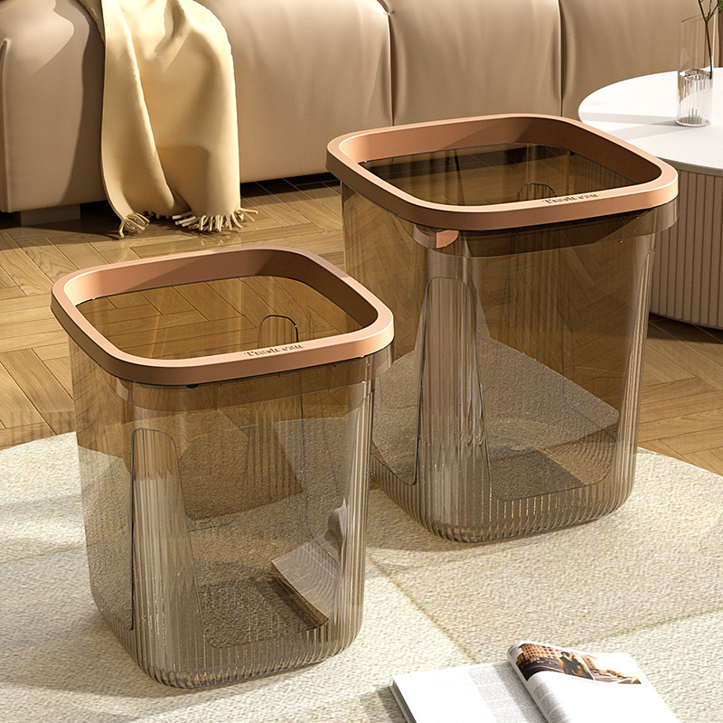 Trash Can Household Accessible Luxury High-End Trash Can Large Large Capacity Kitchen Living Room Transparent Trash Can Bathroom