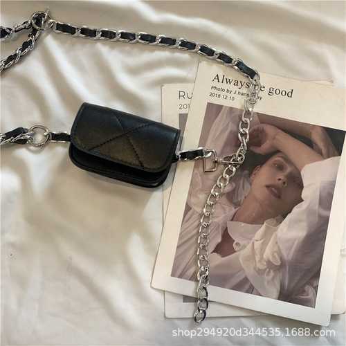 French retro chain woven waist chain for women, stylish metal belt, small bag accessory for women, cinching waist sash