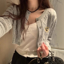 现H post*r秋季新款女装短款上衣毛衣秋季针织开衫秋款韩系针织衫