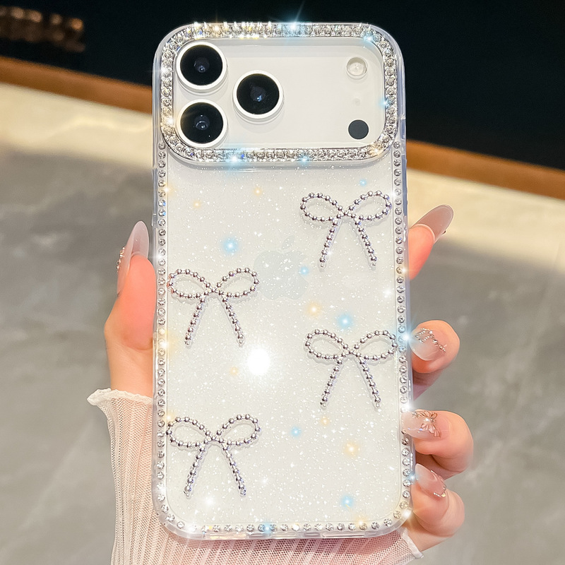 闪粉珍珠蝴蝶适用iPhone17Air苹果16E手机壳15promax奢华闪钻跨境|undefined