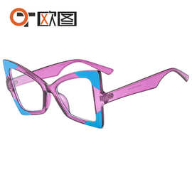 新款女士猫眼平光镜6148大框蝴蝶造型彩色眼镜框跨境欧美网红眼镜