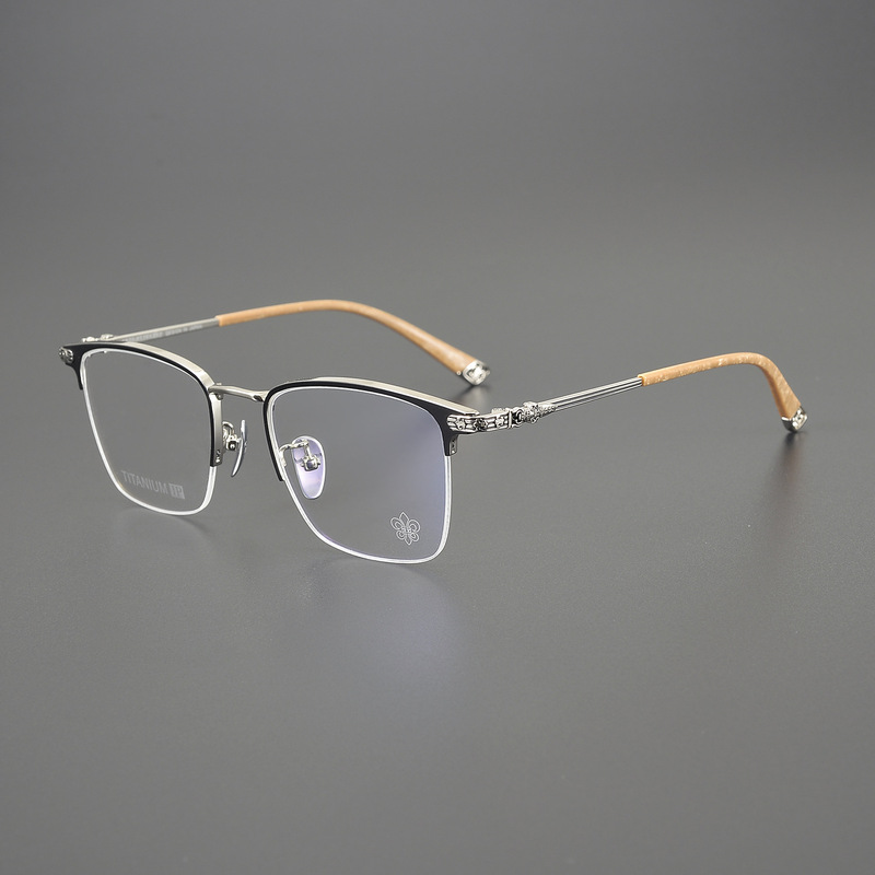 Shenzhen new style glasses frame men's and women's fashion retro titanium ultra light half frame myopia glasses frame anti-blue light CH8047