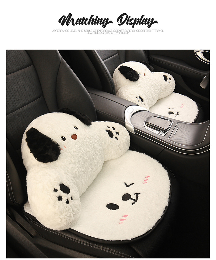 Winter Plush Cartoon Car Seat Cushion for Car Use to Keep Warm and Cold, Special Seat Cushion with Cute Little Waist, Non-Slip and Free of Binding