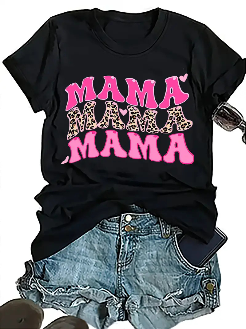 126g Weight Short Sleeve Sleeve Length Regular Sleeve Sleeve Type Polyester Fabric Type Regular Top Length T-shirt Tops Type Holiday, Banquet, Travel Occasion Round Neck Neckline Regular Sleeve Fit Type Mother'S Day Festival Letter Pattern Summer Season Women's Gender Casual, Simple Style, Streetwear Style Wholesale Women's Casual Simple Style Streetwear Letter Short Sleeve T-Shirts 10