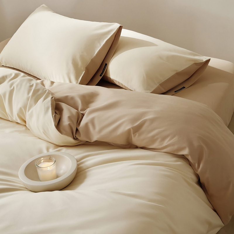 Pure Cotton Bed Bed Sheetss Four-Piece Set, Long-Staple Cotton Brushed Small Wide-Brimmed Four-Piece Set, Three-Piece Set, Fitted Bed Sheets, Quilt Cover, Bedding