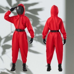 跨境万圣节服装韩版电影同款纸钞屋COS服工装连体衣工厂批发现货